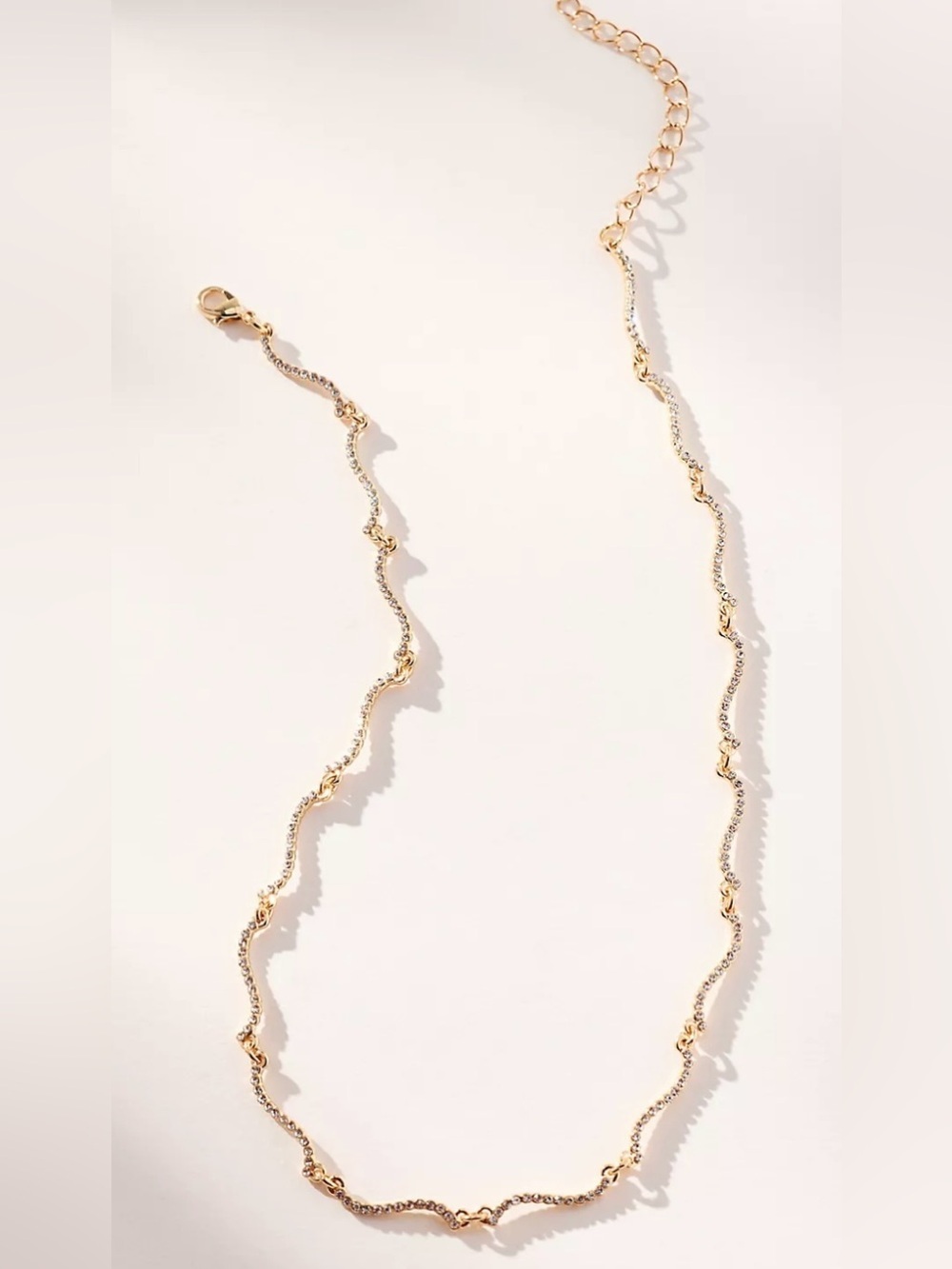 Anthropologie Gold Plated Brass Delicate Swish Necklace NWT